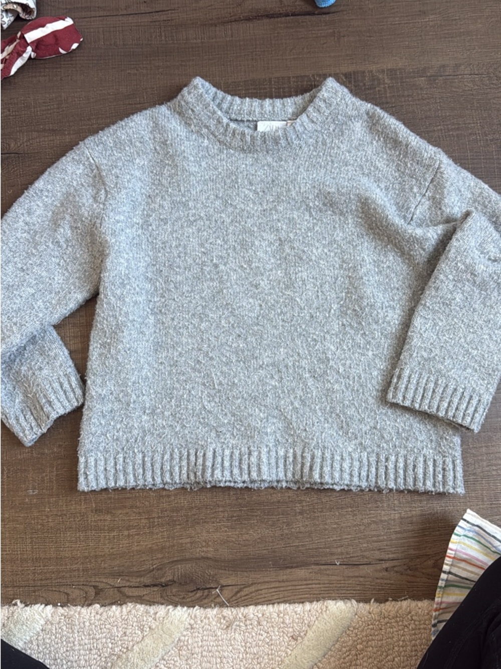 Zara Heather Gray Kids Knit Crewneck Sweater